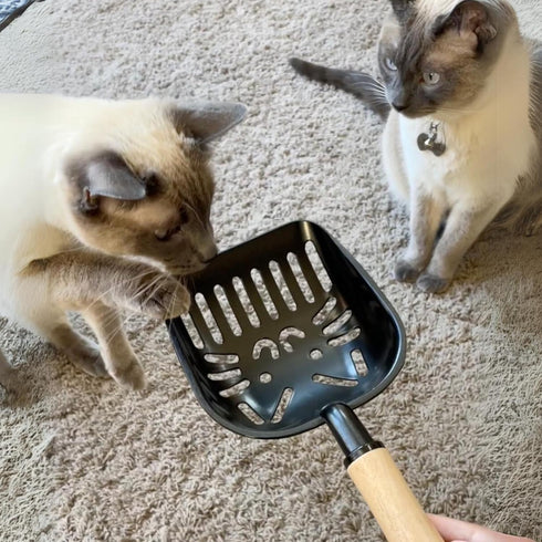 Cat Litter Scoop - Large Metal Cat Litter Scooper with Holder - Non-Stick, Easy to Clean Kitty Litter Scoop, Deep Shovel Cat Scooper for Litter Bo...
