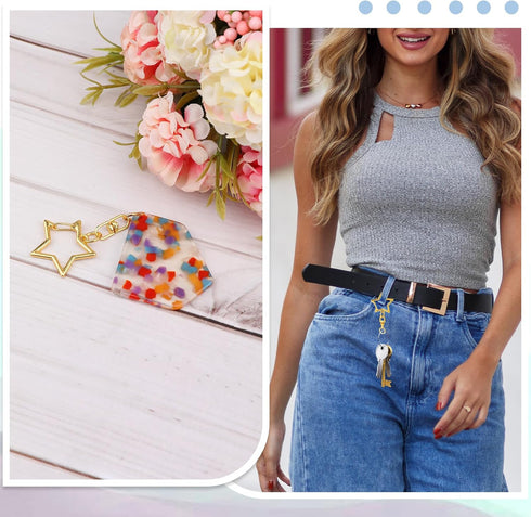 50 Pcs Star Lobster Claw Clasp Star Keychain Clip Gold Star Shaped Spring Snap Keychain with Chain Hanging Buckle and Open Jump Ring for DIY Craft...