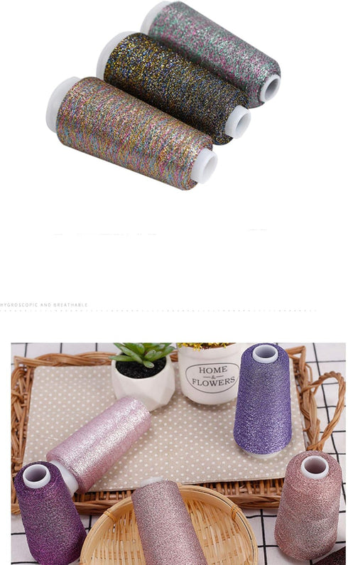 Truevalue 2 Balls Accessory Lurex Yarn, Shining Glitter Metallic Knitting-in Yarn, Sparkle Thread for Knitting and Crochet Sweater Shawl 5000 Yard...