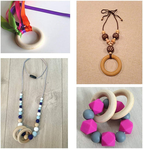 12 Pieces Macrame Wooden Rings 70mm Natural Wood Rings Without Paint Smooth Unfinished Wood Circles for Craft DIY Ring Pendant Connectors (2.75 In...