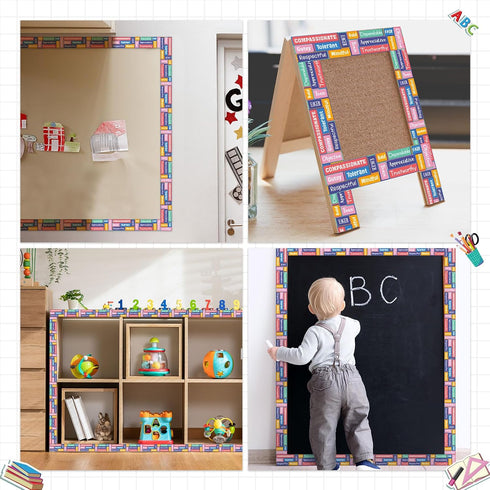 60 Pcs 59 Feet Positive Words Bulletin Board Borders Motivational Bulletin Board Paper Teachers Chalk It Up Calendar Trimmer Border for Bulletin B...