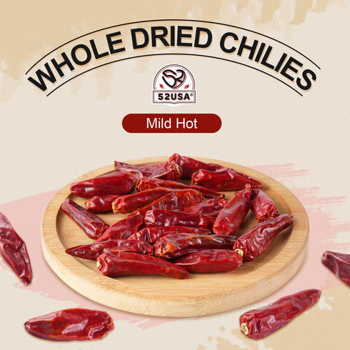 52USA Dried Chilli Peppers, Whole Dried Chilies 4 Oz, Mild Spicy Dried Chiles, Red Chili Pepper, Premium Szechuan Red Dried Chilis, Whole Chili Pe...