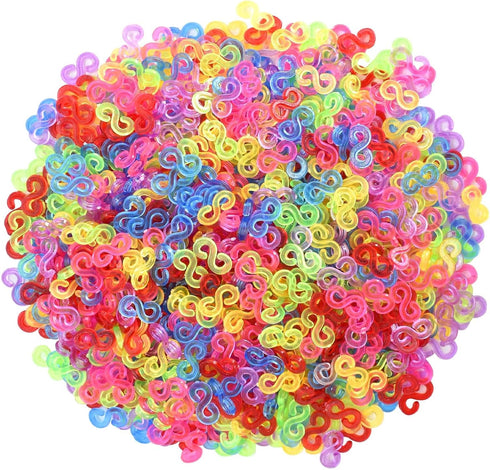 500 Pcs S Clips, Small Rubber Band Clips, Plastic Loom Bands Connectors, Connectors Refills Bracelet Loom Clips for Loom Bands Bracelets Necklace ...