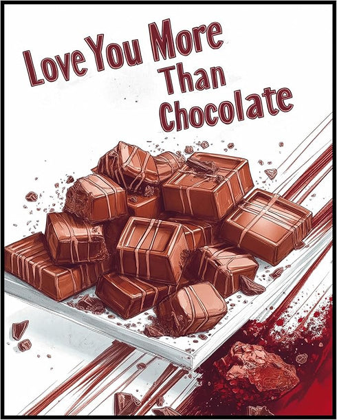 Posterizer 1 pcs-Love You More Than Chocolate-Valentine's day inspired art-Romantic Art-Holiday Poster-Gift for Couples boyfriend girlfriend Husba...