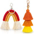 Hicarer 2 Pieces Boho Rainbow Keychains Pom Pom Tassel Macrame Keychains for Women Girls...