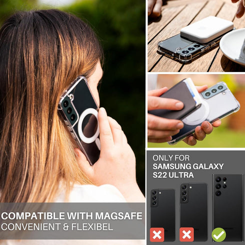 Magnetic Case for Samsung Galaxy S22 Ultra for MagSafe Case/Shockproof Samsung S22 Ultra Case for MagSafe Transparent/Clear Phone Case Funda para ...