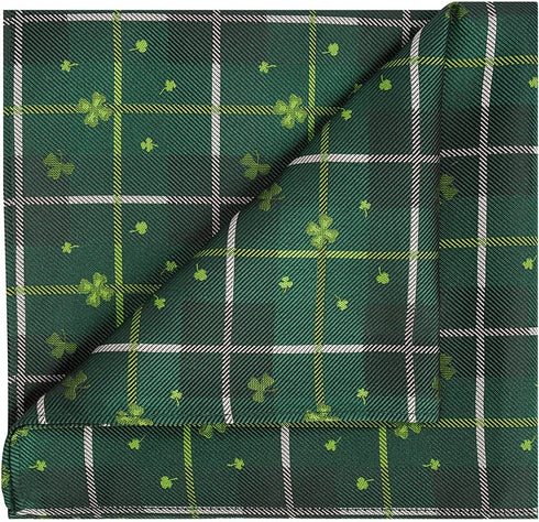 KissTies Pocket Square Irish Hanky St. Patricks Clover Pattern Handkerchief...