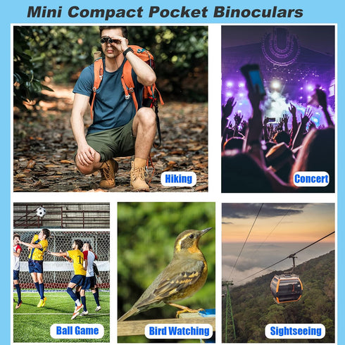 8x21 Mini Compact Pocket Binoculars, Lightweight Foldable Easy Focus Small Binoculars for Adults Kids Bird Watching,Opera Concert, Travel, Hiking,...