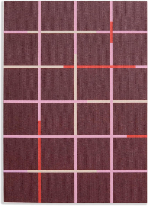 POKETO Soft Cover Checkered Object Notebook, 140 Blank Pages, 7" x 9.75 (Maroon Grid)...