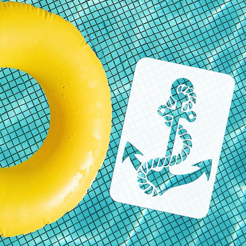 FINGERINSPIRE Anchor Stencil Template 8.3x11.7 inch Nautical Theme Painting Stencil Plastic Anchor Rope Pattern Stencil Reusable Ocean Theme Stenc...