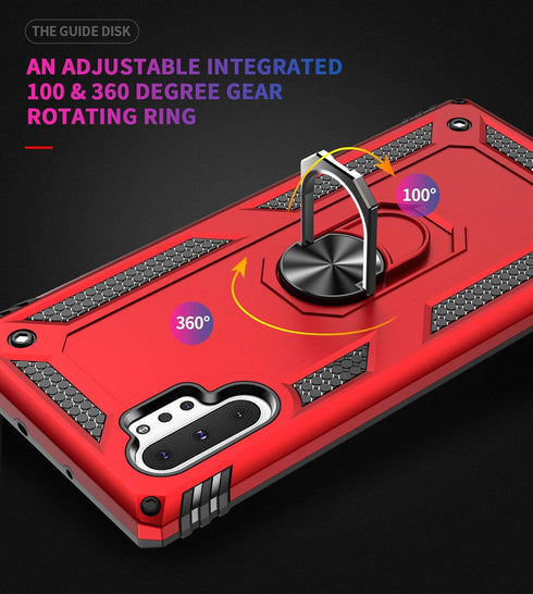Military Grade Drop Impact for Samsung Galaxy Note 10 Plus Case 5G Metal Rotating Ring Kickstand Holder Magnetic Car Mount Armor Shockproof Case f...