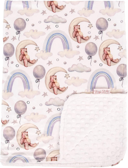 Top Tots Deluxe Minky Baby Blanket - Moon Bears, 40 x 29 Inch White...