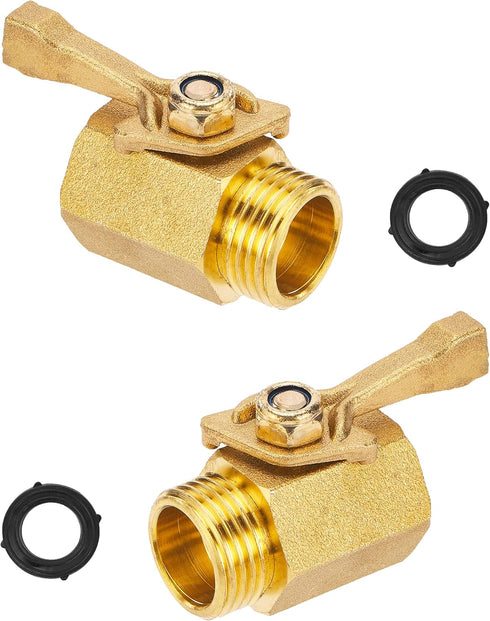 Garden Hose Shut Off Valve, Heavy Duty Brass Shut Off Valve for Garden Hose with 2 Rubber Washers, 3/4 Inch, 2 Pack...