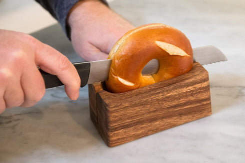 Ironwood Gourmet 28330 Local 338 Bagel Miter, Acacia Wood, 7 x 5.5 x 2.5 inches...