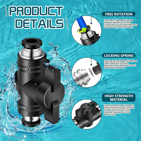 Boltigen 5Pack Pneumatic Push to Connect Ball Valve, 1/4”ODx 1/4“OD Quick Connect Air Control Fittings, 1/4"Air Flow Control Valve, Straight Tube ...
