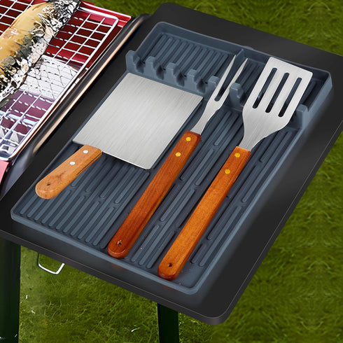 ISSEVE Silicone Griddle Tools Mat for Blackstone, Large Silicone Spatula Mat with Drip Pad, Grill BBQ Caddy Utensils Holder for Kitchen, Cooking &...