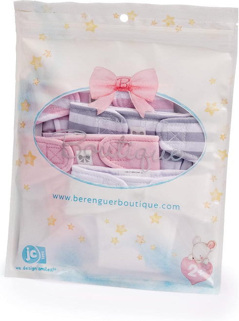 JC Toys Baby Doll Washable and Reusable Eco Diapers 4 Pack Fits Dolls 14 to 18 inch in Pink/White/Grey...