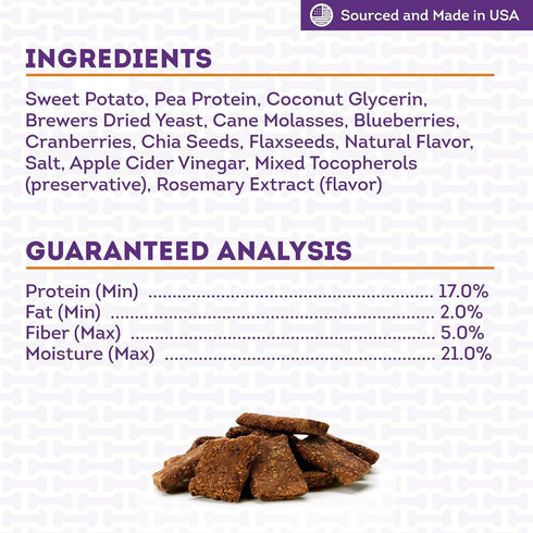 PlantWise Sweet Potato & Berries Vegan Bars Dog Treats - Plant Based Dog Snacks - 5oz/1 Pack...