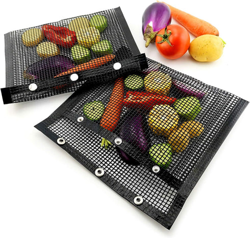 Barbecue BBQ Mesh Grill Bags, Heat Resistant, Non Stick, Reusable Grilling Bags, Easy to Clean, Pcs 2 - Suitable for Charcoal, Gas, Electric Grill...