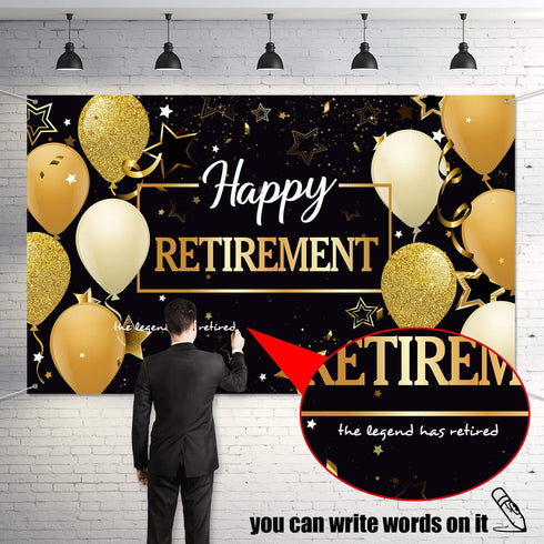 Blulu Retirement Party Decorations, Extra Large Fabric Retire Sign Banner Photo Booth Backdrop Background with Rope for Retirement Party Favor(70....