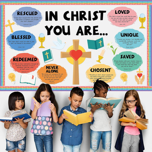 Christian Jesus Bulletin Board Decoration Set Religious Cross Bible Bulletin Board Borders You Are Positive Paper Cutouts Inspirational Christian ...