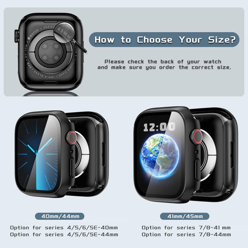 Compatible with Apple Watch Waterproof Case 40mm Series 6/5/4/SE with Tempered Glass Screen Protector, Full Coverage Bumper Cover for iWatch Case ...