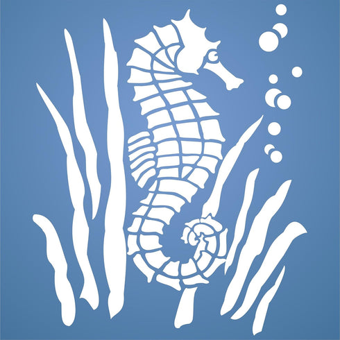 Seahorse Stencil, 6 x 6.5 inch (M) - Sea Ocean Nautical Seashore Reef Stencils for Painting Template...