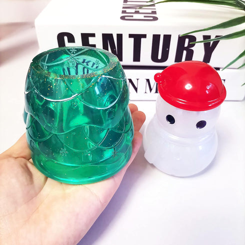 2 Set of Christmas Resin Mold with Lids Silicone Molds Epoxy Resin Christmas Tree Snowman Shaped 2 Styles Storage Box Jar for Decoration Container...