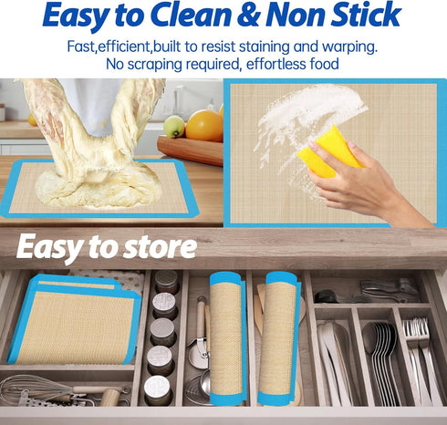 UBeesize 3 Pack Silicone Baking Mats, Non-Stick Oven Liners, Reusable Food Safe Cookie Sheets For Baking, Warp Resistant & Heavy Duty Bakeware Mat...