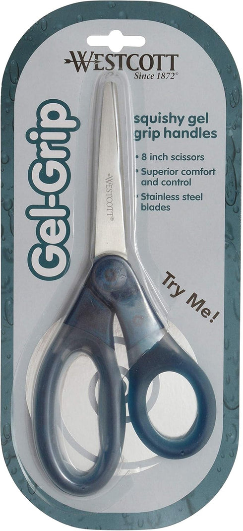 Westcott 8" Gel-Grip Multipurpose Scissors for Office and Home, Blue...