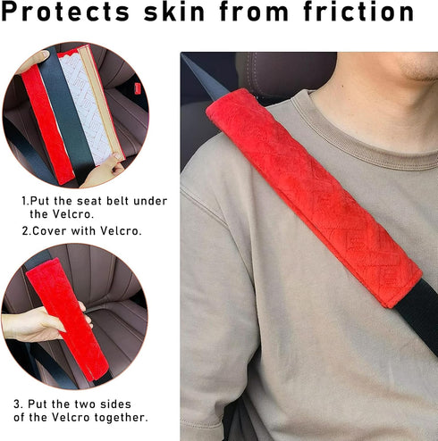 2 Pack Soft Car Seat Belt Pad Cover, Universal Comfort Seat Belt Shoulder Strap Covers Helps Protect You Neck and Shoulder, Vehicle Interior Acces...