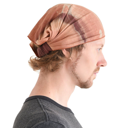 CHARM Tie Dye Bandana Headband For Women, Men's Loose Fitting Boho Headscarf, Wide Hand Dyed Hippie Hair Band For Dreads Orange...