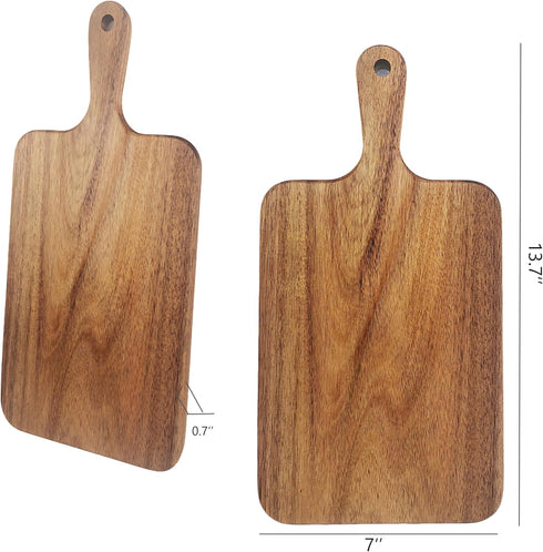 Acacia Wood Cutting Board with Handle 13.7''X7'' / Charcuterie Board/Serving Board/Cheese, Bread, Vegetables & Fruits Serving Board (Rectangular)...