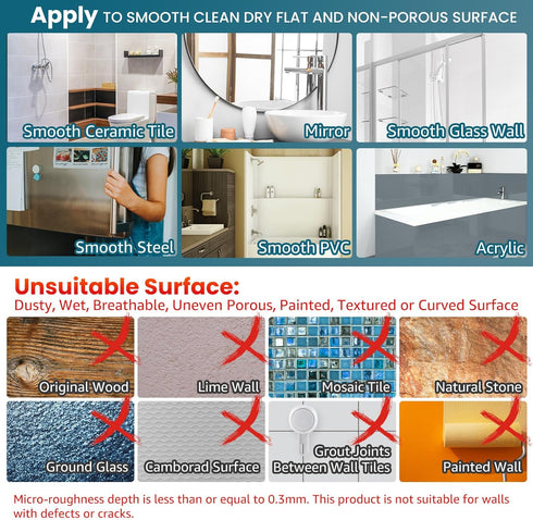 TAILI Suction Toothbrush Holder for Shower Wall, No Nail, No Glue, No Tool! Self-draining Shower Cup for Razor, Toothpaste, Kitchen Tableware, Str...