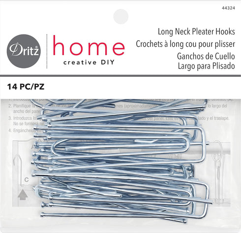 Dritz Home 44324 Long Neck Pleater Drapery Hooks (14-Piece) , Silver...