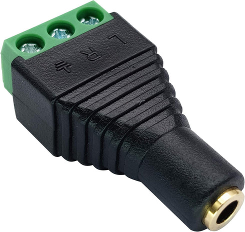 3 Pole 3.5mm Screw Terminal 3.5mm (1/8) Stereo Audio Female to 3 Pin Female Screw Terminal Double Track Headphone Balun Solderless Converter Adapt...