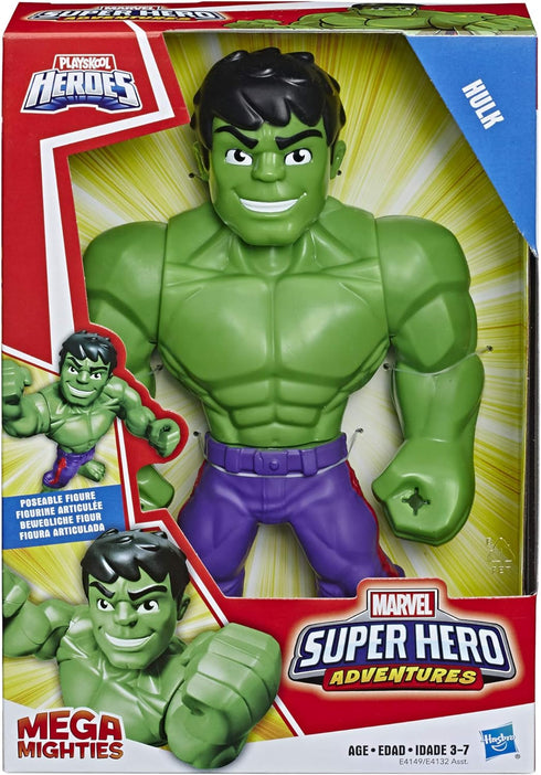 Playskool Heroes Marvel Super Hero Adventures Mega Mighties Hulk Collectible 10" Action Figure, Toys for Kids Ages 3 & Up...
