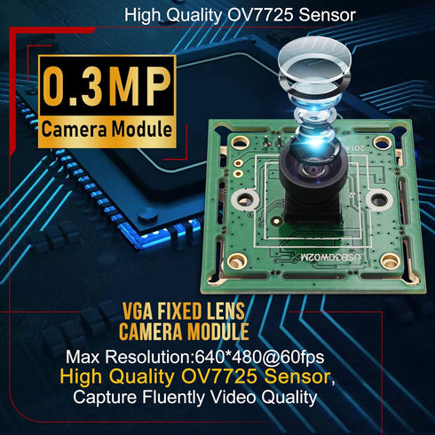 ELP VGA Super Mini Wide Angle USB Camera Module with 120degree lens High Speed 480P 60fps UVC USB2.0 Video Webcam Board OV7725 Embedded Industrial...