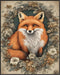 Posterizer 1 pcs- Red fox in a circular frame with flowers arround it-Art for Animal Lovers-Floral Botanical Art- Gift for Men Women Teens-Decor f...