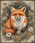 Posterizer 1 pcs- Red fox in a circular frame with flowers arround it-Art for Animal Lovers-Floral Botanical Art- Gift for Men Women Teens-Decor f...