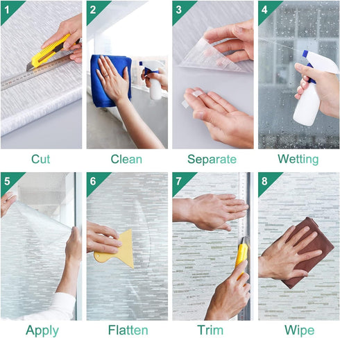 rabbitgoo Window Privacy Film, Frosted Glass Privacy Window Film, No Glue Glass Door Film Static Cling, Sun Blocking Non Adhesive Window Vinyl Cli...