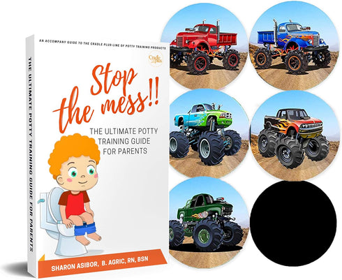 Potty Training Seat Magic Sticker | Monster Truck Potty Training Toilet Color Changing Sticker | 5 Pack Toilet targets with FREE potty e book | Us...