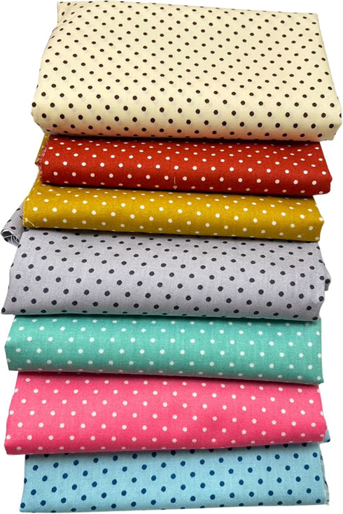 AMORNPHAN 100% Printed Polka dot Cotton Quilting Fabric Bundle for Patchwork Needlework DIY Handmade Sewing Crafting Scrapbooking Artcraft Precut ...