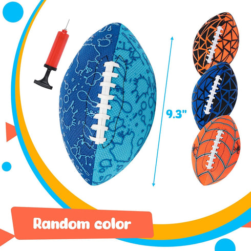 AMOR PRESENT Inflatable Waterproof Football, 9.3 Inch Practice Football with Special Grip Pattern Rubber Football for Kids Outdoor Games (Random C...