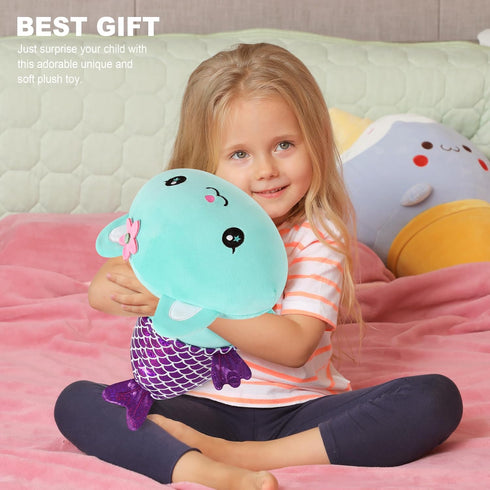 Onsoyours Cute Kitten Mermaid Plush Toy Stuffed Animal Kitty Soft Mermaid Cat Plush Pillow for Kids (Blue Cat Mermaid, 12")...