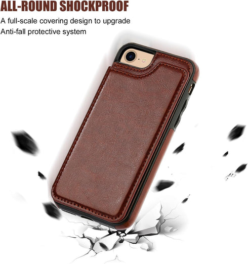 ONETOP for iPhone SE(2022) iPhone SE(2020) iPhone 7/8 Wallet Case with Card Holder, Premium PU Leather Kickstand Card Slots, Double Magnetic Clasp...
