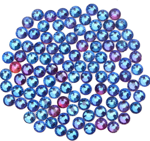 3000 Pieces Hot Fix Glass Flatback Rhinestones HotFix Round Crystal Gems (Blue Flare, SS10)...