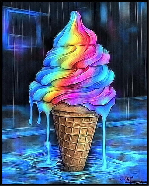 Posterizer 1 pcs-colorful melting ice cream-food and drink poster -1-Kitchen & Bar Art Gift for Men Women Teens Art for Cafe, Restaurant, Coffee ...