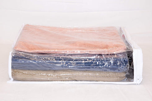 Set of 10 Clear Vinyl Zippered Storage Bags 11 x 15 x 4 Inch...