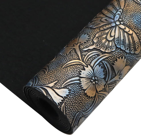 David accessories Butterfly Gragonfly Flowers Bump Texture Faux Leather Sheet 1 Pc 11" x 55" (30x140cm) Printed Faux Leather Fabric Sheet for DIY ...